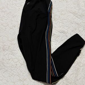 ZYIA Black Leggings with Colorful Side Stripes